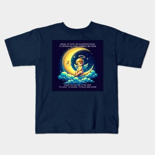 Cute Guardian Angel Cherub and a Moon Expressionistic Effect Kids T-Shirt